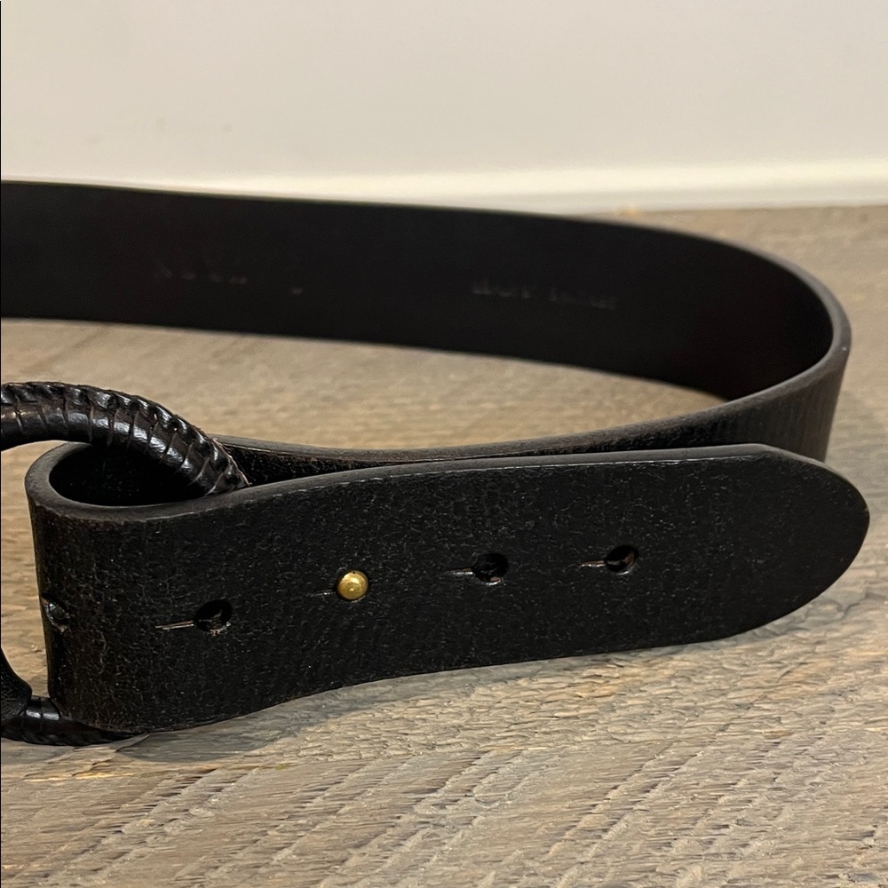 Vintage Ralph Lauren RLL Black Leathet Belt - Y2K - Braided Buckel - Size Large - Picture 6 of 7
